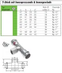 T-Stück mit Innenpressende & Innengewinde Edelstahl, Pressfittings, Verbinder